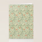 William Morris Sweet Briar Green Coral Stationery Card Gallery Image 2