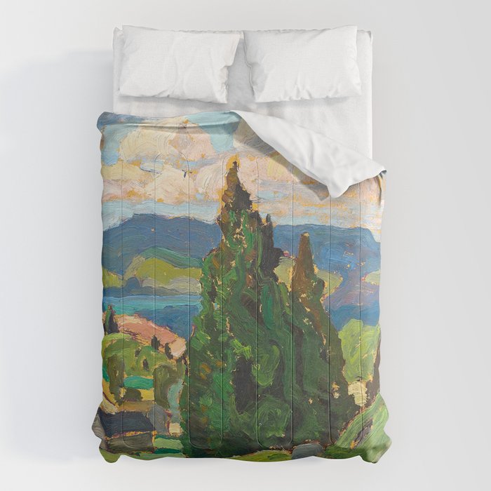 Canadian Landscape Franklin Carmichael Art Nouveau Post-Impressionism Comforter Gallery Image 1