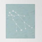 Gemini Zodiac Star Constellation Line Art Pastel Teal Throw Blanket Gallery Image 2