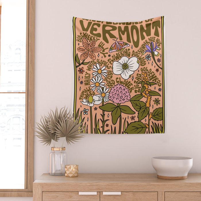 Vermont Wildflowers Wall Tapestry Gallery Image 2