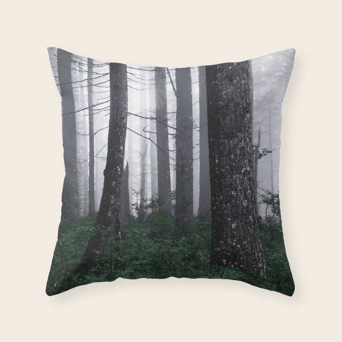 Forest Fog Fun Adventure Throw Pillow Gallery Image 1