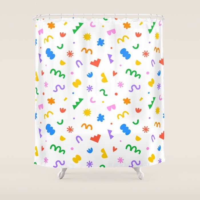 Fun colorful abstract organic shape art pattern Shower Curtain Gallery Image 1
