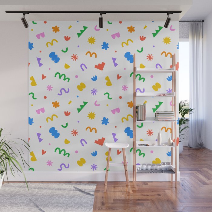 Fun colorful abstract organic shape art pattern Wall Mural Gallery Image 1