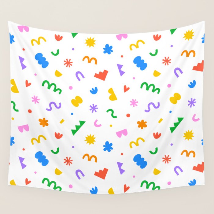 Fun colorful abstract organic shape art pattern Wall Tapestry Gallery Image 4