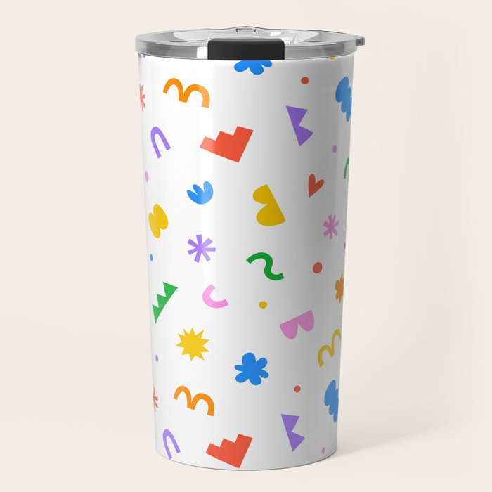 Fun colorful abstract organic shape art pattern Travel Mug Gallery Image 1