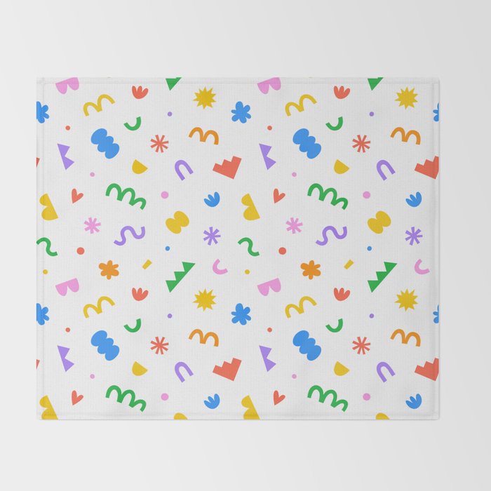 Fun colorful abstract organic shape art pattern Throw Blanket Gallery Image 2