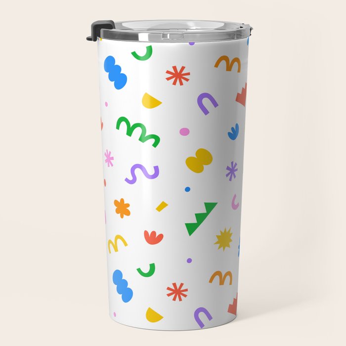 Fun colorful abstract organic shape art pattern Travel Mug Gallery Image 3