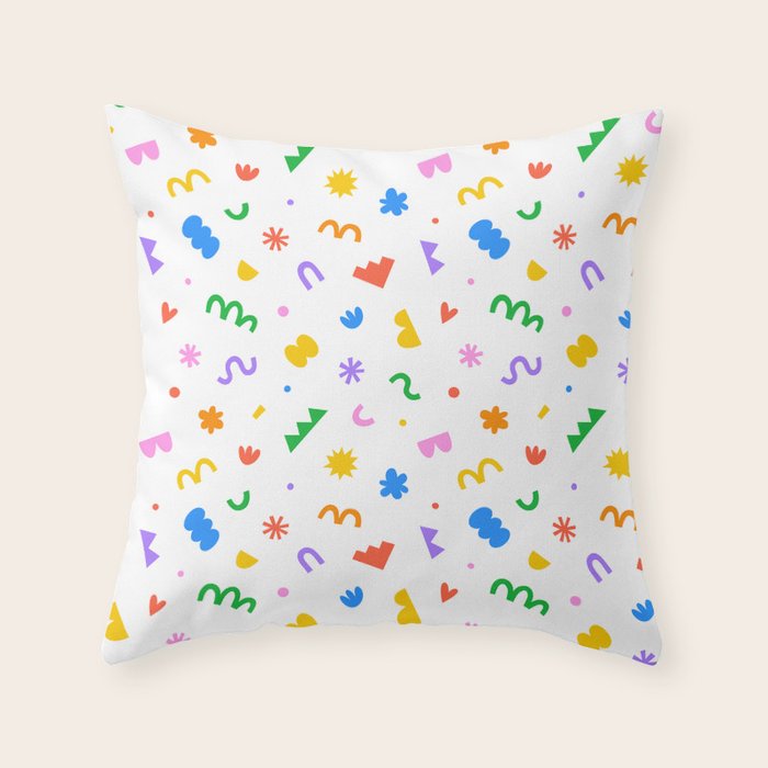 Fun colorful abstract organic shape art pattern Throw Pillow Gallery Image 6