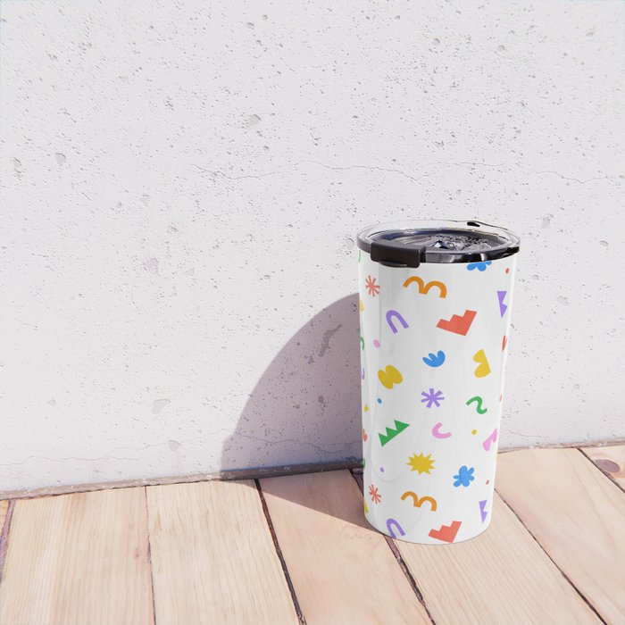 Fun colorful abstract organic shape art pattern Travel Mug Gallery Image 4