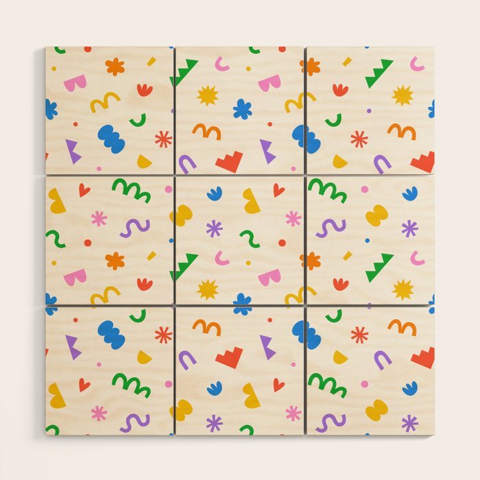 Fun colorful abstract organic shape art pattern Wood Wall Art Gallery Image 1