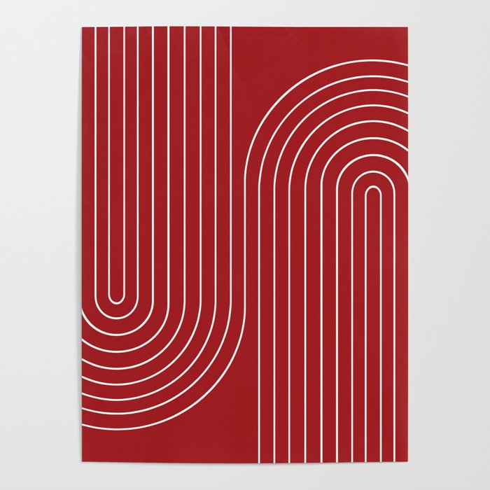 Minimal Line Curvature LXXX Ruby Red Mid Century Modern Arch Abstract Poster Gallery Image 4