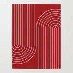 Minimal Line Curvature LXXX Ruby Red Mid Century Modern Arch Abstract Poster Gallery Image 4