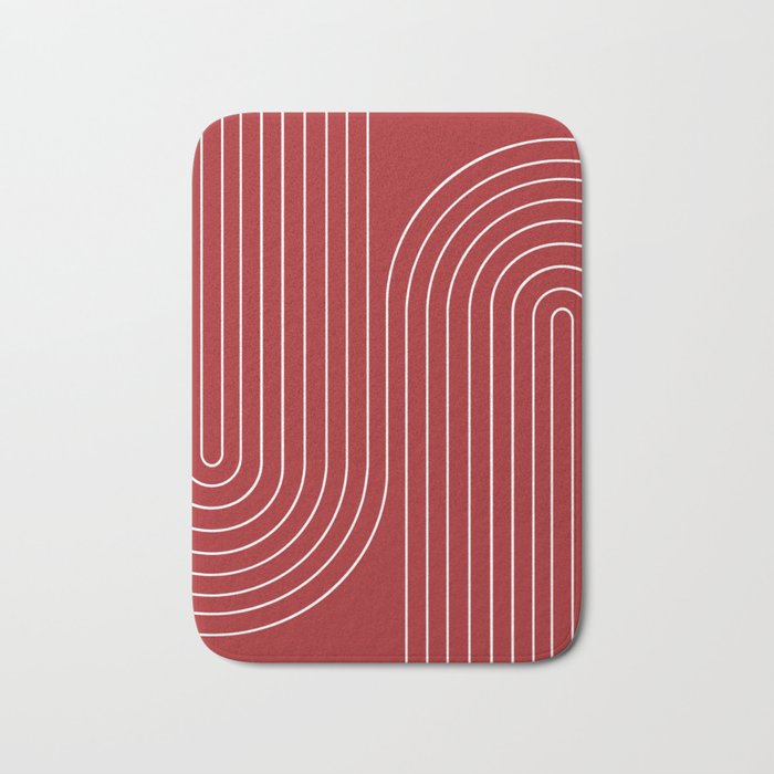 Minimal Line Curvature LXXX Ruby Red Mid Century Modern Arch Abstract Bath Mat Gallery Image 1