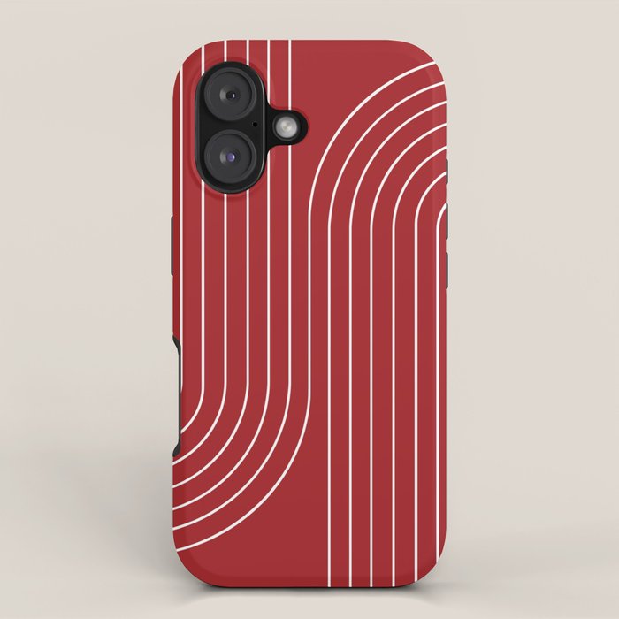 Minimal Line Curvature LXXX Ruby Red Mid Century Modern Arch Abstract iPhone Case Gallery Image 1