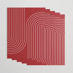 Minimal Line Curvature LXXX Ruby Red Mid Century Modern Arch Abstract Wrapping Paper Gallery Image 3