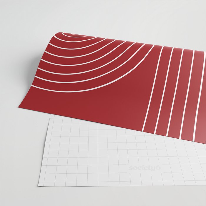 Minimal Line Curvature LXXX Ruby Red Mid Century Modern Arch Abstract Wrapping Paper Gallery Image 2