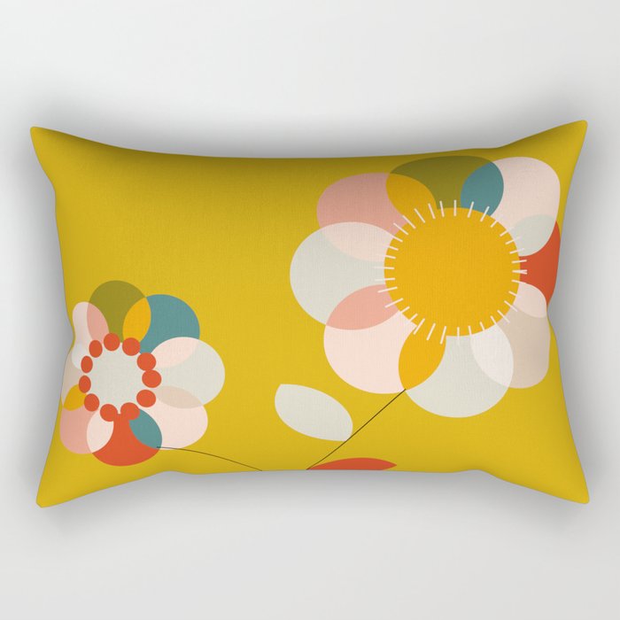 mid century bauhaus floral large 1 Rectangular Pillow Gallery Image 2