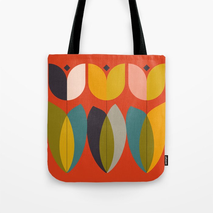 mid century bauhaus floral large 1 Tote Bag Gallery Image 1