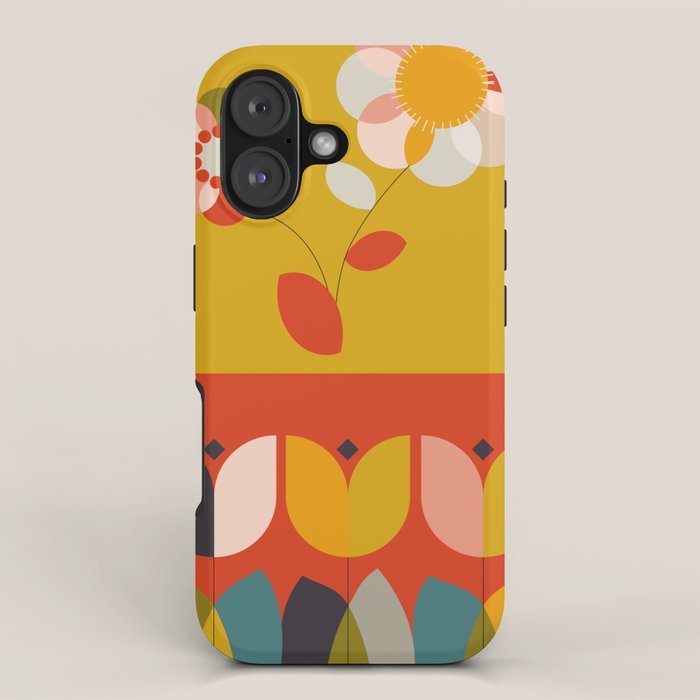 mid century bauhaus floral large 1 iPhone Case Gallery Image 1