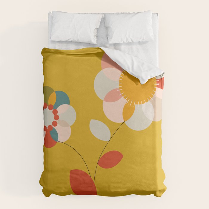 mid century bauhaus floral large 1 Duvet Cover Gallery Image 6
