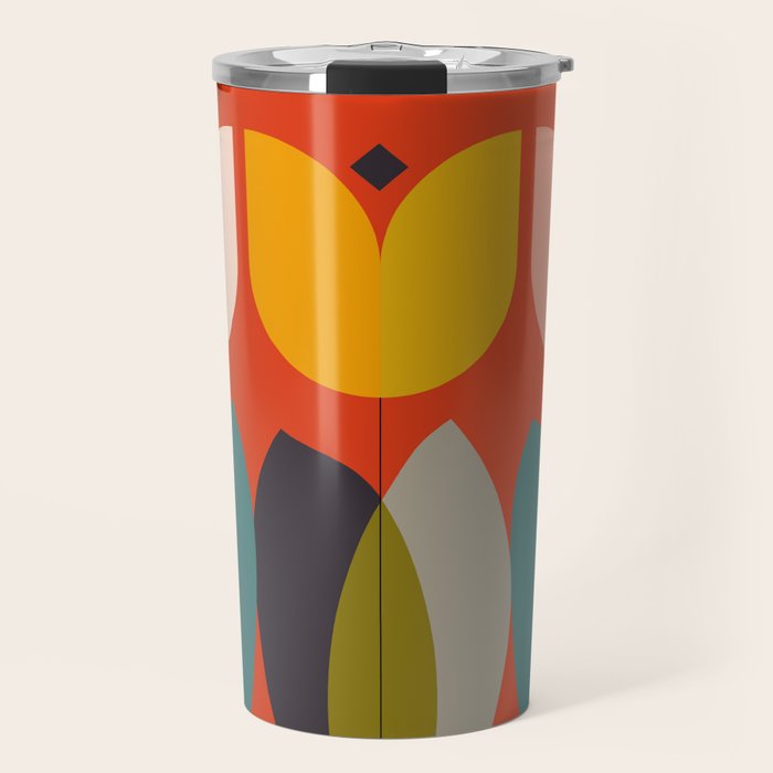 mid century bauhaus floral large 1 Travel Mug Gallery Image 1