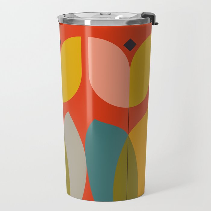 mid century bauhaus floral large 1 Travel Mug Gallery Image 2