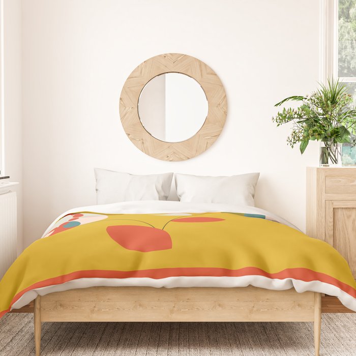 mid century bauhaus floral large 1 Duvet Cover Gallery Image 3