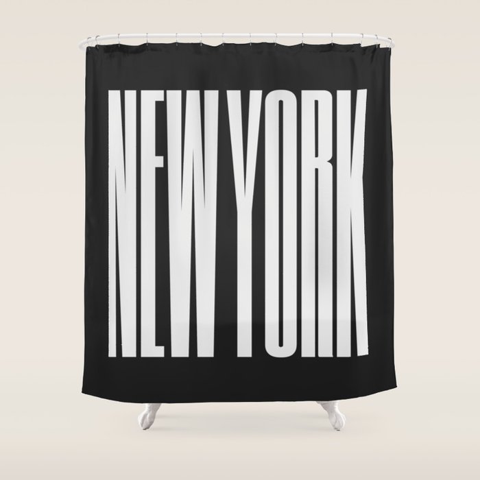 New York: B&W Typography Edition Shower Curtain Gallery Image 1