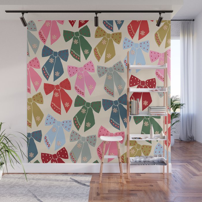 Christmas Bows Coquette Wall Mural Gallery Image 1
