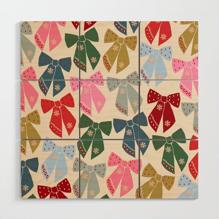 Christmas Bows Coquette Wood Wall Art Gallery Image 1