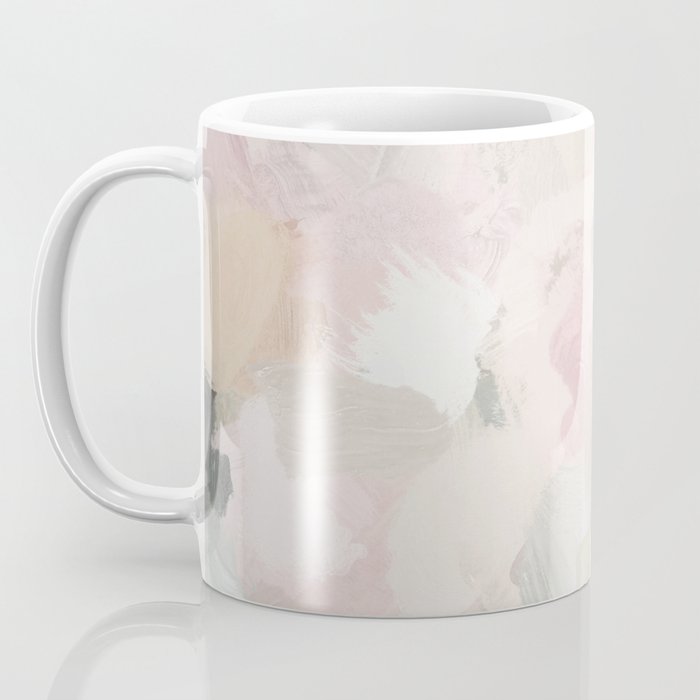 Time to Bloom - Forest Green Fuchsia Blush Pink Abstract Flower Spring Painting Art Coffee Mug Gallery Image 3