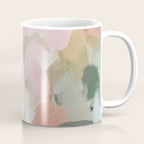 Time to Bloom - Forest Green Fuchsia Blush Pink Abstract Flower Spring Painting Art Coffee Mug Gallery Image 1