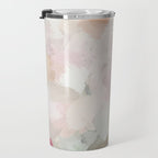 Time to Bloom - Forest Green Fuchsia Blush Pink Abstract Flower Spring Painting Art Travel Mug Gallery Image 3
