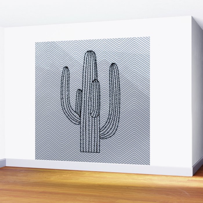 Deserted Cactus - chevron slate Wall Mural Gallery Image 2
