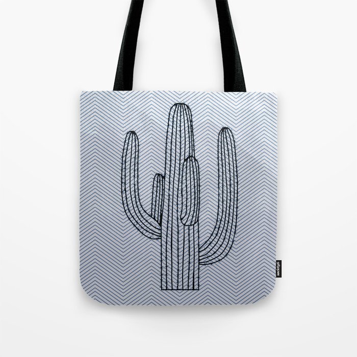 Deserted Cactus - chevron slate Tote Bag Gallery Image 1