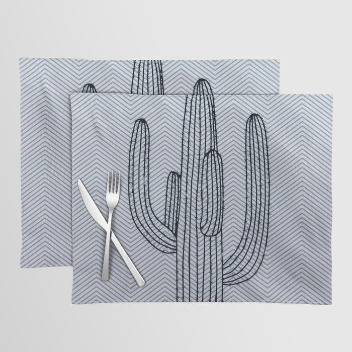 Deserted Cactus - chevron slate Placemat Gallery Image 1