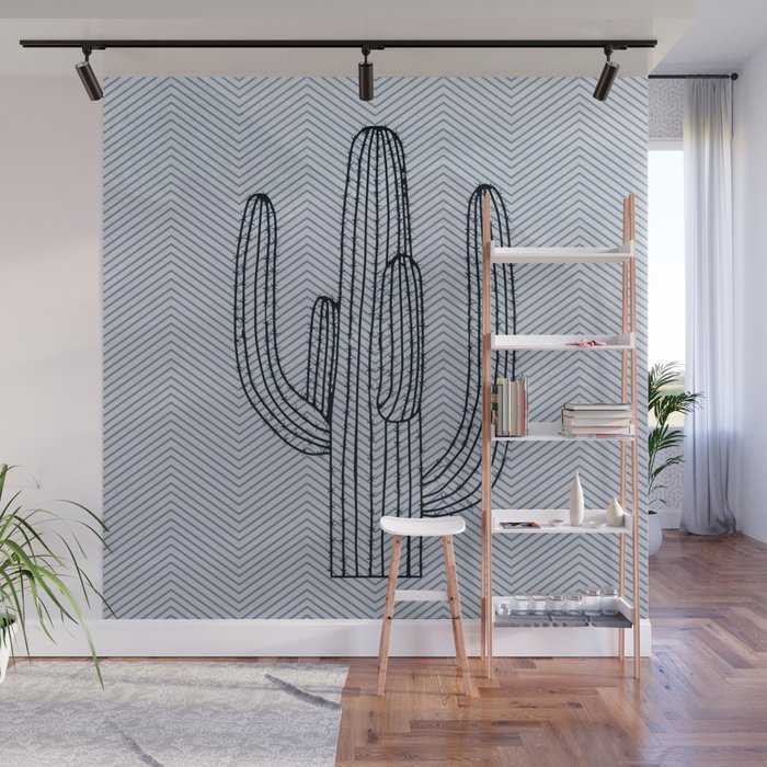 Deserted Cactus - chevron slate Wall Mural Gallery Image 1