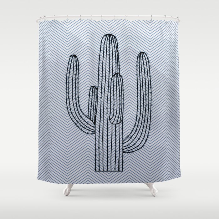 Deserted Cactus - chevron slate Shower Curtain Gallery Image 1
