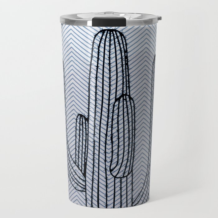 Deserted Cactus - chevron slate Travel Mug Gallery Image 1