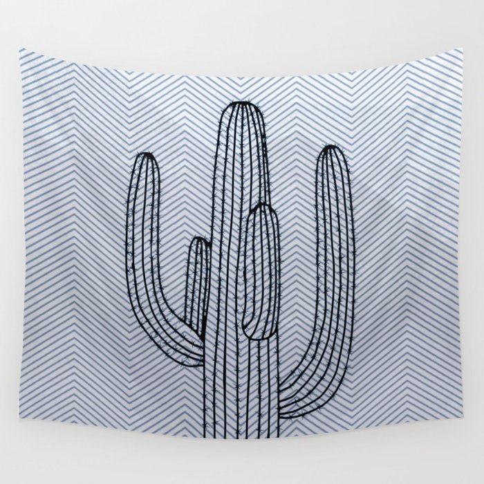 Deserted Cactus - chevron slate Wall Tapestry Gallery Image 1