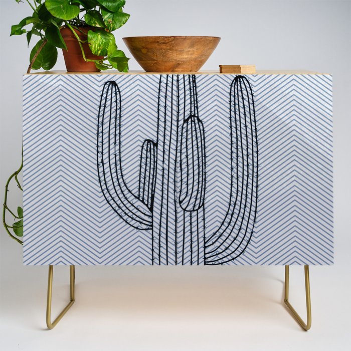 Deserted Cactus - chevron slate Credenza Gallery Image 1