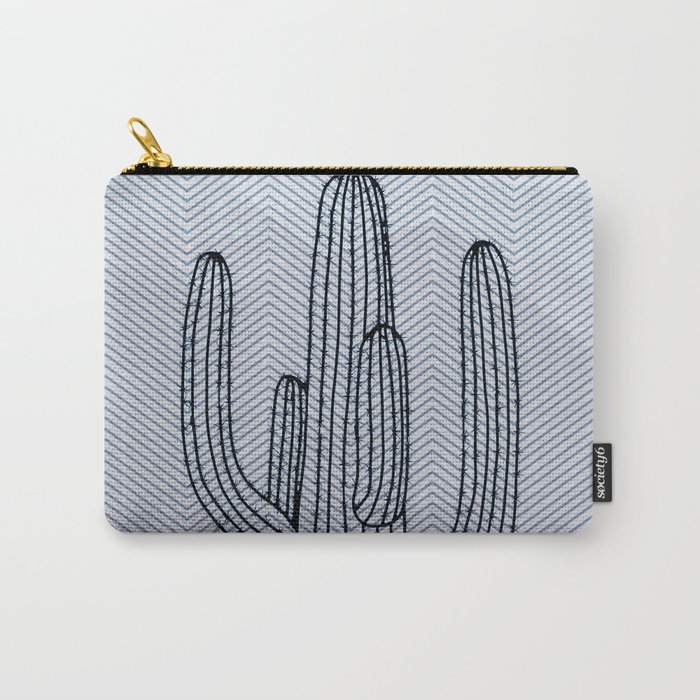 Deserted Cactus - chevron slate Carry All Pouch Gallery Image 1