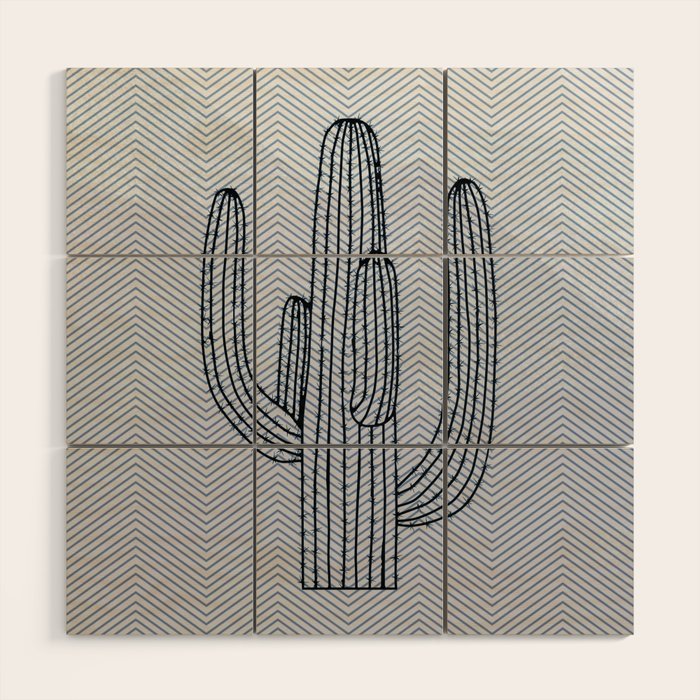 Deserted Cactus - chevron slate Wood Wall Art Gallery Image 1