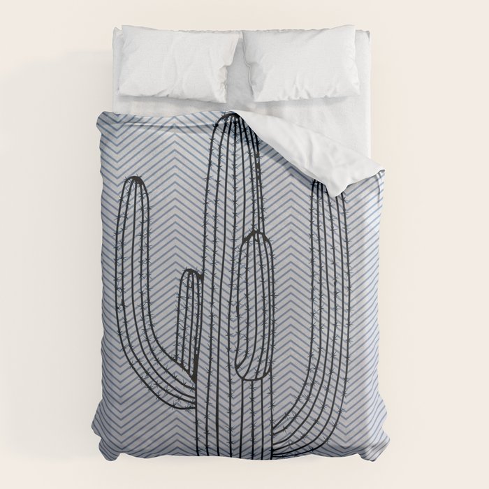 Deserted Cactus - chevron slate Duvet Cover Gallery Image 6