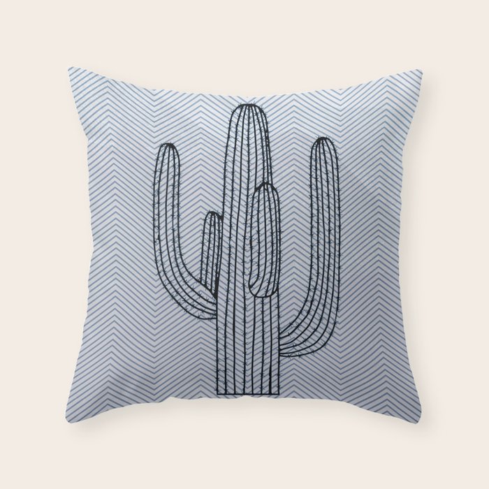 Deserted Cactus - chevron slate Throw Pillow Gallery Image 6