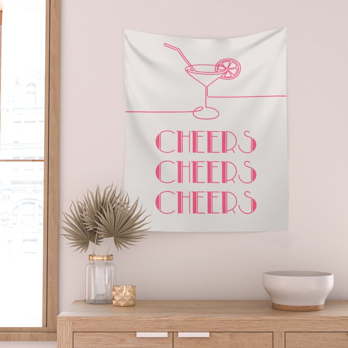 Cheers Cocktail (Pink) Wall Tapestry Gallery Image 2