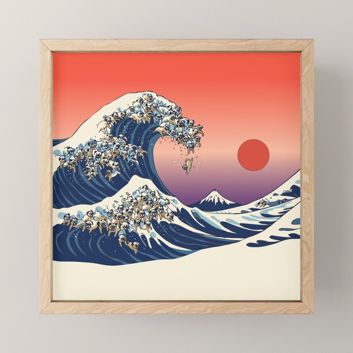 The Great Wave of Pug Mini Art Print Gallery Image 1