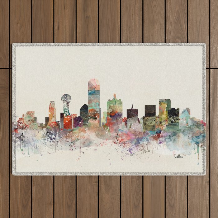 dallas skyline Outdoor Rug Gallery Image 1