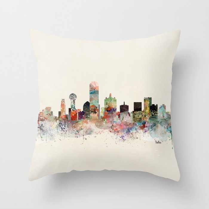 dallas skyline Throw Pillow Gallery Image 6