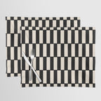Long Blocks Retro Modern Geometric Checked Pattern in Black and Almond Cream Placemat Gallery Image 1